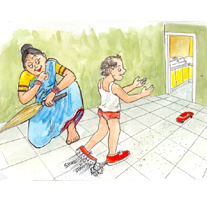 Mini vacuum cleaner in shoe - Photo