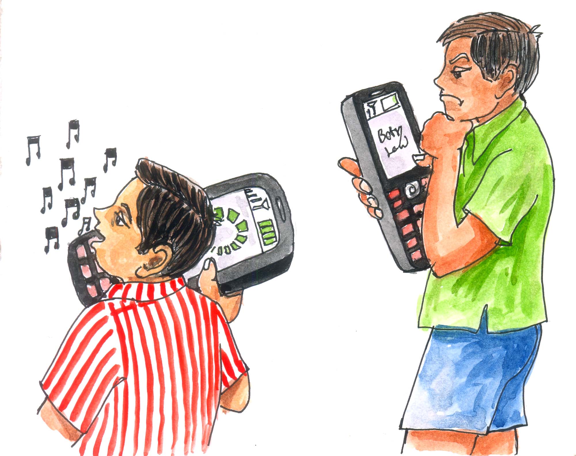 Charging mobile while talking - Photo