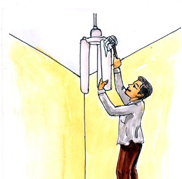 Automatic blade swinging ceiling fan for easy cleaning - Photo