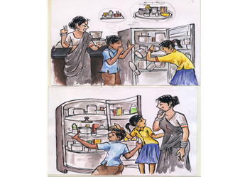 Cylindrical shaped refrigerator with rotatory trays - Photo