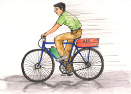 Bicycle powered by compressed air - Photo