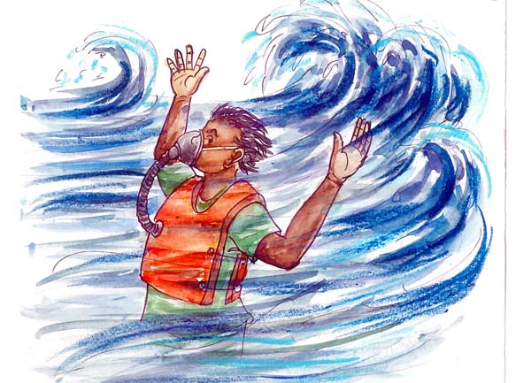 Image of Life jacket with an oxygen mask