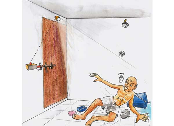 Image of Fall alert alarm in bathroom