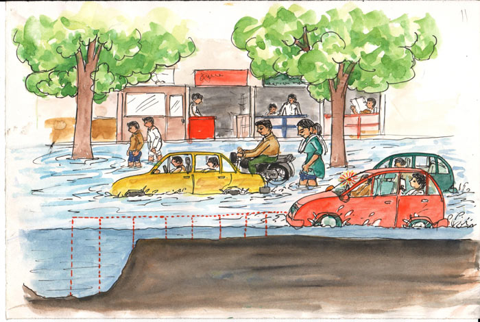 Image of Pothole detector in flooded condition