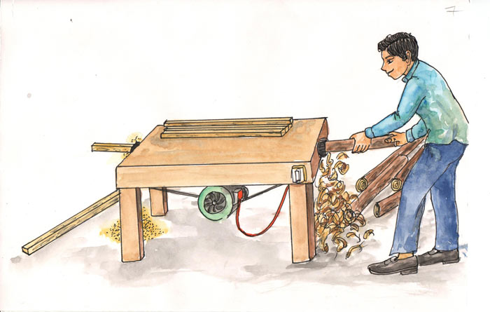 Image of Combined wood cutting and finishing system